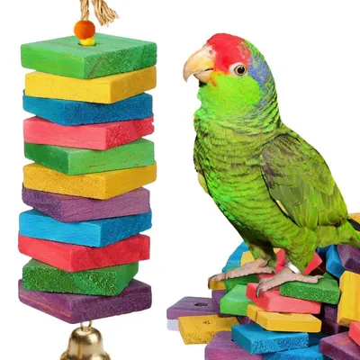 Productafbeelding van Houten kauw- en knaagspeelgoed voor papegaaien, 100 stuks, geschikt voor parkieten en kleine vogels