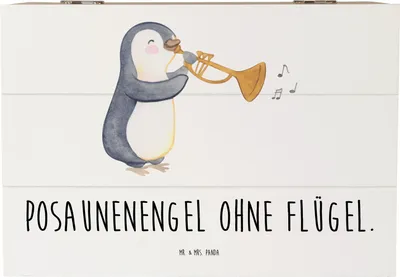 Produktbild von Mr. & Mrs. Panda Holzbox Engel Posaune 22 x 15 cm - Weiß - Geschenk, Aufbewahrungsbox aus Holz, Orchester, Lernen, Musiker, Geschenkbox, Musikinstrument, Musikerwitz