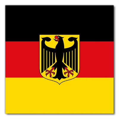 Produktbild von Wallario selbstklebende Möbelfolie/ Tischdecke für Innen und Außen, Größe: 80 x 80 cm - Deutsche Flagge mit Wappen