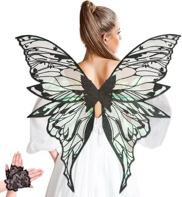 Productafbeelding van Feeënvleugels Volwassenen - Vlinderkostuum Kant - Cosplay Evenementen - Grote Transparante Vleugels - 80 x 75 cm - Transparant