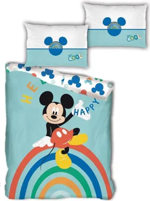 Obrázek produktu pro Sada duhového povlečení Disney Mickey Mouse (povlak na peřinu 140 x 200 cm a 1 povlak na polštář 63 x 63 cm)