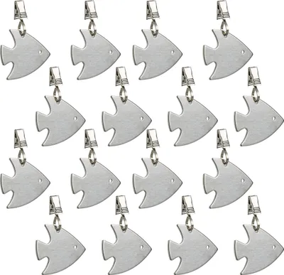 Image de Lests pour nappes Relaxdays, lot de 16, motif poisson, poids pour nappe, lests pour rideaux, acier inoxydable, argent