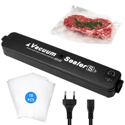 Imagen del producto de Envasadora al vacío máquina de envasado para alimentos - Sellado de 30 cm - 10 bolsas - Negro