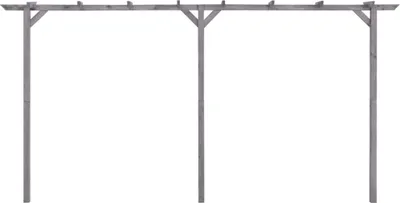 A wooden pergola structure on a white background.