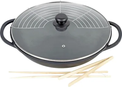 Obrázok produktu pre KARL KRÜGER Wok Leipzig Ø36 cm hliníkový odliatok so skleneným vekom a príslušenstvom