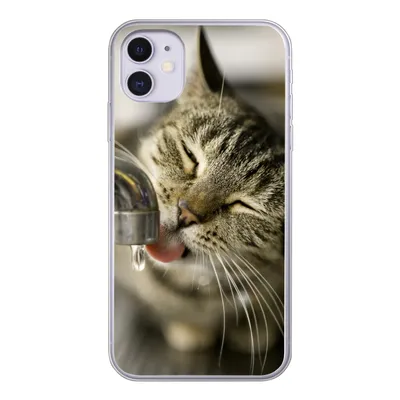 Produktbild von MuchoWow® Handyhülle Schutzhülle Hülle für iPhone 11 Katze - Wasserhahn - Getränk Silikon Softcase Handy Hülle - Handytasche