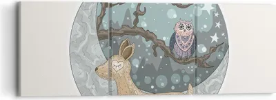 Produktbild von Bild auf Leinwand - Leinwandbild - Tiere Nacht Mond Eule - 90x30cm - Wand Bild - Wanddeko - Leinwanddruck - Bilder - Kunstdruck - Wanddekoration - Leinwand bilder - Wandkunst - CA90x30-2853