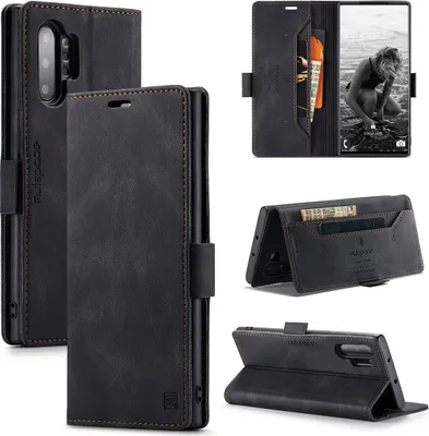 Image de Galaxy Note 10+ Plus Case, RetroPolyuréthaneLeather Case, Stand and Protective Case for Samsung Galaxy Note 10 Plus / Note 10+ black
