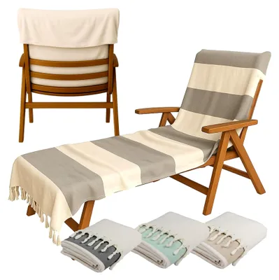 Produktbild von Handtuch für Sonnenliege 200x70cm mit Kapuze aus 100% Baumwolle Schonbezug für Gartenliege