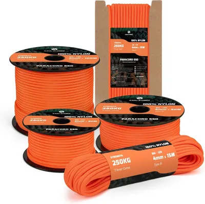 Obrázek produktu pro Paracord, 4 mm, délka 10 metrů, 100% nylon, pevnost v tahu 250 kg, pro použití v přírodě