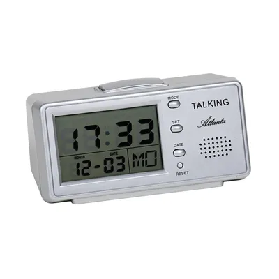 Obrázok produktu pre Atlanta Sprechender Wecker mit Zeitansage Digitalwecker Silber 6737