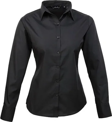 Produktbild von Premier Workwear Baumwolle Classics Popeline Bluse langarm 39.0300 Gr. M black