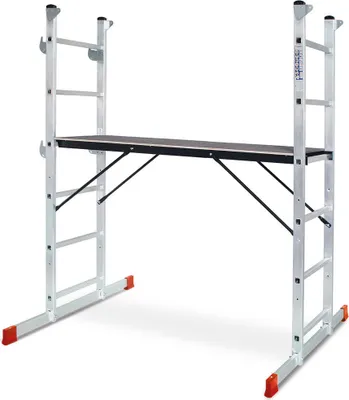 Produktbild von Kleingerüst, belastbar bis 135 kg, Arbeitshöhe bis 3 m, Plattform BxTxH 1200 x 410 x 955 mm