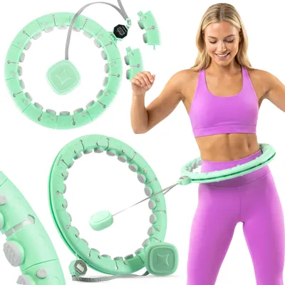 Obrázek produktu pro Gymtek® Hula Hoop obruč s váhou a počítadlem – fitness obruč – trenažér na břišní svaly – nastavitelný průměr – fitness, pilates, gymnastika, domácí posilovna