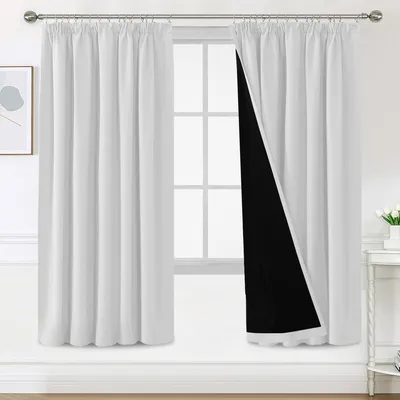 Verdunkelungsvorhänge 2er-Set 140x225 cm Grau-Weiß Thermovorhang