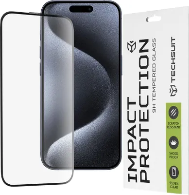 Obrázek produktu pro Techsuit 111D Full Cover / celopolepené tvrzené sklo - iPhone 15 pro - Černá