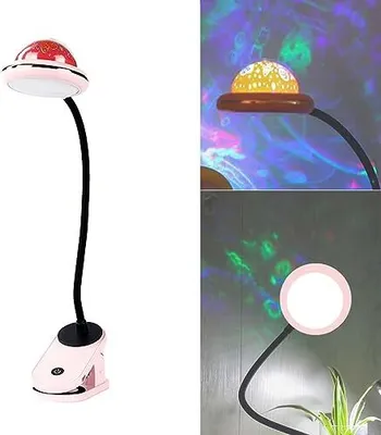 Produktbild von Kinderbettkinder, USB -wiederaufladbare LED -Lampe -Leser -Sternprojektion, Clip auf Lampe, Projektorlicht, Schwselebende am Krankenbett dimmbar, rosa