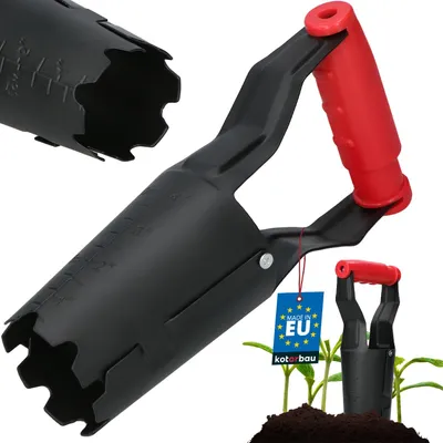 Produktbild von KOTARBAU® Blumenzwiebel Pflanzer 23 cm pulverbeschichteter Stahl Blumenzwiebelpflanzer  mit Tiefenskala Pflanzhilfe zum Setzen von Blumenzwiebeln Schwarz Gartenzubehör