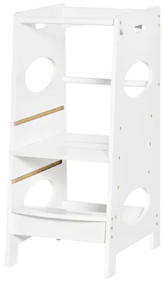 Produktbild von HOMCOM Lernturm für Baby Tritthocker 3+ Jahre Küchenhelfer mit 3 Stufen Weiß