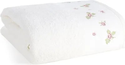 Immagine prodotto di EUROFIRANY | Asciugamano - Asciugamano da bagno - 50 x 90 cm - crema - con ricamo floreale - cotone - morbido