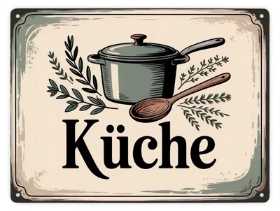 Produktbild von Nostalgische Küche Metallschild XXL in 28x38 cm mit Retro-Illustration