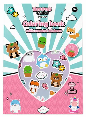 Produktbild von Kawaii Cuties Malbuch + Sticker mit Duft DIN A4 Kinder Geschenke für Mädchen und Jungen