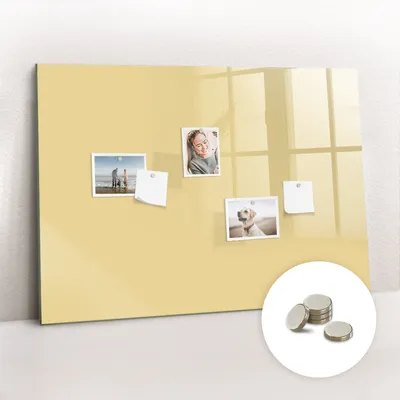 Obrázek produktu pro Magnetická Tabule na Zeď Skleněná - Memo Board Kleněnou Přední Stranou - 5 magnetů v balení - 100x70 cm - Krémová barva