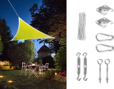 Produktbild von Solar Sonnensegel LED Dreieck Terrassensegel in Grün 5,6²  & Ösenset für Balkon