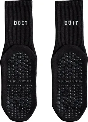 Produktbild von 1 Paar Damensocken, gerippte Mittelrohr-Anti-Rutsch-Bodensocken, einfarbig, atmungsaktiv, Yoga-Gymnastiksocken
