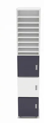 Image de Armoire-étagère moderne dotée de portes élégantes en blanc et gris foncé