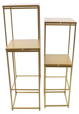 Produktbild von Blumenständer Boden - 4-teiliges quadratisches Set - Geometrische Säule - Bodenvasen Ständer - Deko für Hochzeit und Party - Tragkraft 10–15 kg - Gold