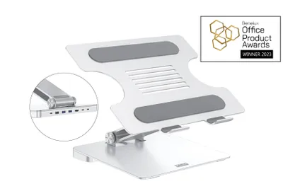 Immagine prodotto di Supporto per laptop DESQ 1512 - Per laptop da 10-15,6 pollici - Hub USB-C - 6 porte - Completamente regolabile - Altezza 35-280 mm