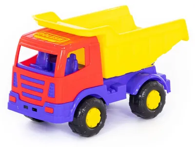 Immagine prodotto di Camioncino ribaltabile in plastica colorata con funzione di ribaltamento e 4 grandi ruote robuste adatte a qualsiasi terreno