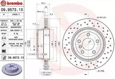 Zdjęcie produktu dla Tarcza hamulcowa BREMBO 09.9573.1X