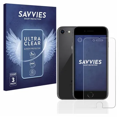 A product shot of a phone screen protector packaging and a phone with a screen protector.