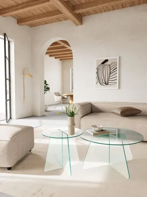 Productafbeelding van Salontafel Zelon Glas Transparant Ø80cm - Giga Living