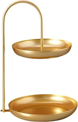 Produktbild von Früchteetagere 2 Etagen Metall Cupcake-Ständer runde Servierschale dekorative Tortenständer für Snacks Nüsse Süßigkeiten Desserts (GOLD)