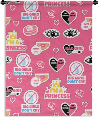 Produktbild von MuchoWow® Wandteppich Wandbehang Mädchen - Rosa - Prinzessin - Muster 60x80 cm Tapisserie Dekoration Wandtuch - Decke - Wandtücher - Wohne