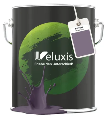 Produktbild von Wandfarbe Grau Lila Matt Innenfarbe – Deckkraft Klasse 1, VOC-frei, Ohne Grundierung, Tropfarm – Wohnzimmer & Schlafzimmer – 5L – Veluxis (Muted Violet)