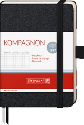 Produktbild von Brunnen Notizbuch Kompagnon Klassik A6 kariert Gummizug sw
