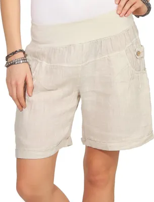 Produktbild von Bermuda Shorts Damen Leinenshorts kurze Hose Freizeithose 100% Leinen Shorts Uni Sommer Strand Art. 276   Beige S