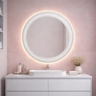 Produktbild von Designspiegel mit Dekoration und LED Beleuchtung 80cm