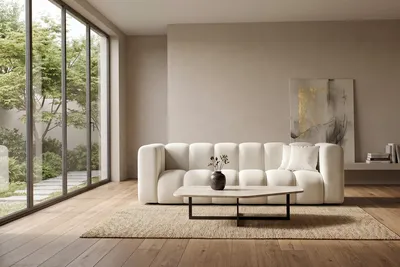 Image de Canapé modulable 3 places, tissu velours Riviera, Écru, GRAND, Image générée par une IA
