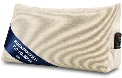 Produktbild von Keilkissen Rückenkissen Lesekissen für Bett Sofa & Couch Beige Cord 100 cm