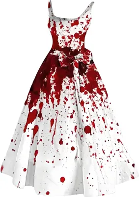 Produktbild von Halloween Kostüm Damen – Gruseliges Horror Braut Mittelalter Kleid mit Blutigen Prints, y Partykleid für Halloween, Karneval & Kostümpartys, Damen , XL