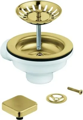 Immagine prodotto di GROHE Garniture d'écoulement excentrique, pour éviers de cuisine avec 1 bassin, avec cadre, grilles carrées, 40400GN0, 40400GN0
