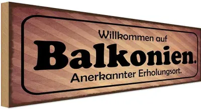 Produktbild von vianmo Holzschild 10x27 cm Willkommen auf Balkonien Dekoration