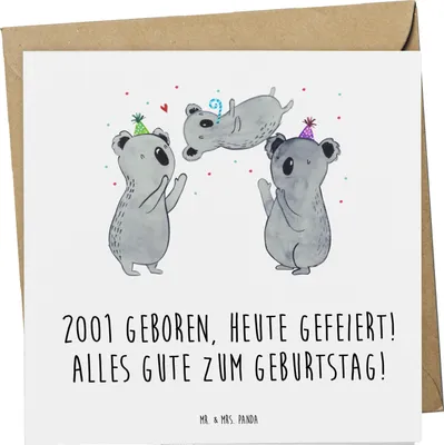 Produktbild von Mr. & Mrs. Panda Klappkarte 2001 Geburtstag - Weiß - Geschenk, im Jahr, Glückwunschkarte, Jahrgang, doppelkarte, Alles Gute zum, faltkarte, anlasskarte, Geschenkidee