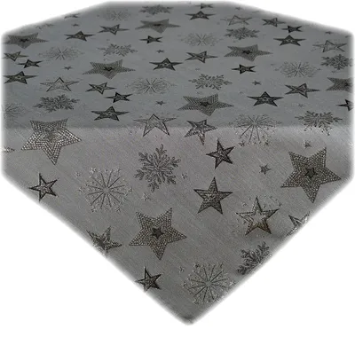 Produktbild von Tischwäsche Tischläufer Stickerei Sterne Winter Weihnachten Deko hellgrau - 85 x 85 cm