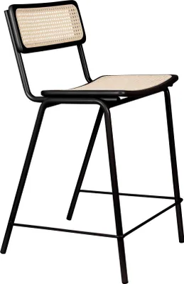 Produktbild von 2er Set Zuiver Jort Barhocker Stahl/Rattan Natur/Schwarz